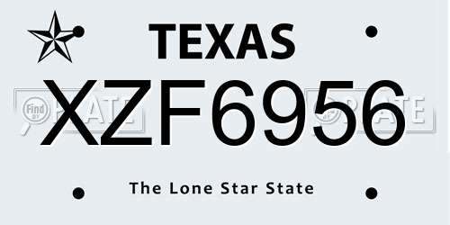 XZF6956 Texas License Plate