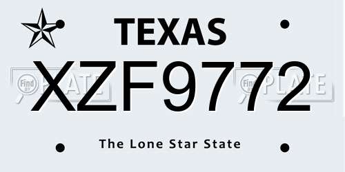 XZF9772 Texas License Plate