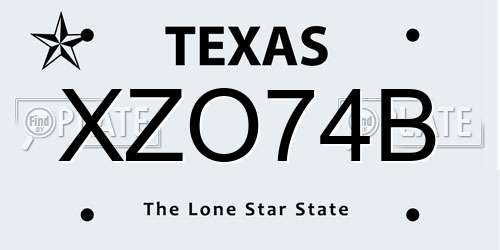 XZO74B Texas License Plate