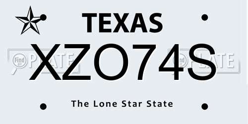 XZO74S Texas License Plate