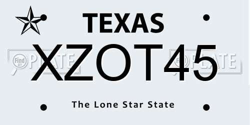 XZOT45 Texas License Plate
