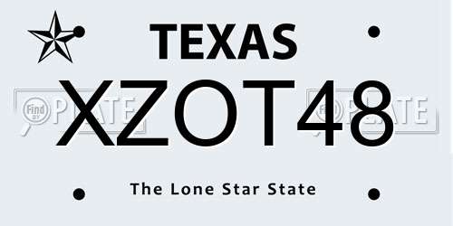 XZOT48 Texas License Plate