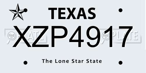 XZP4917 Texas License Plate