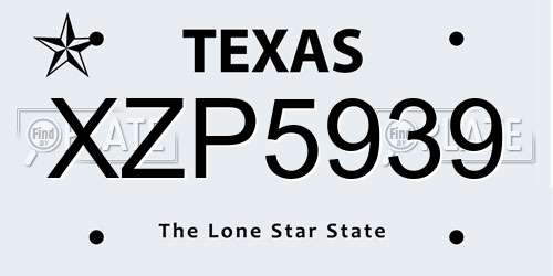 XZP5939 Texas License Plate