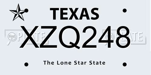 XZQ248 Texas License Plate