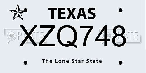 XZQ748 Texas License Plate