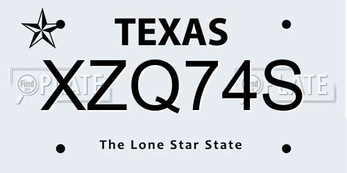 XZQ74S Texas License Plate