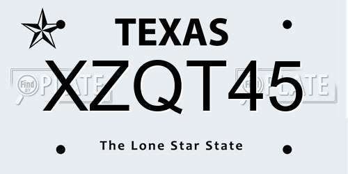 XZQT45 Texas License Plate