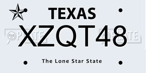 XZQT48 Texas License Plate