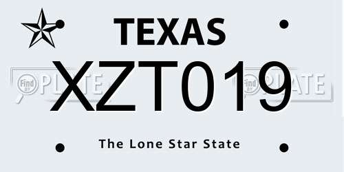 XZT019 Texas License Plate