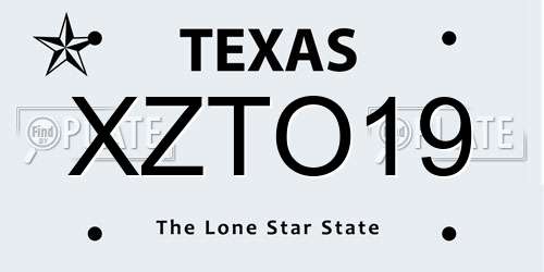 XZTO19 Texas License Plate