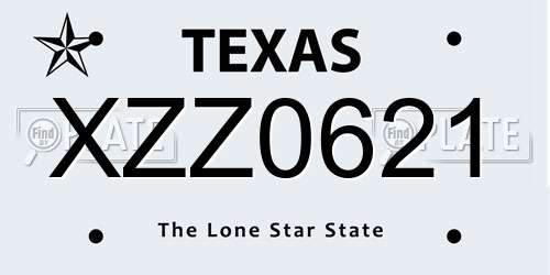 XZZ0621 Texas License Plate