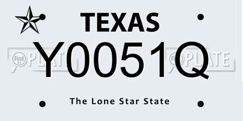 Y0051Q Texas License Plate