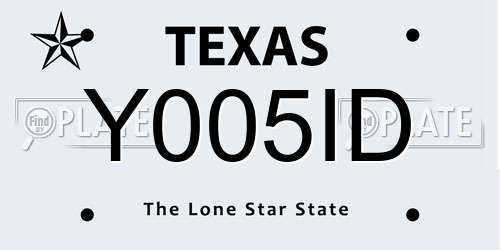 Y005ID Texas License Plate