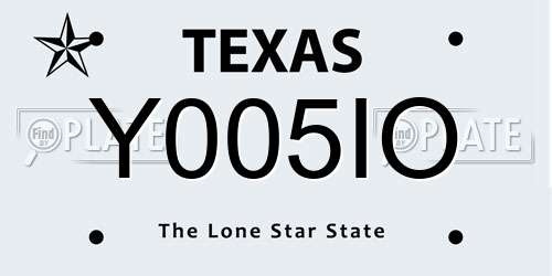 Y005IO Texas License Plate