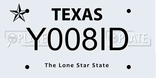 Y008ID Texas License Plate