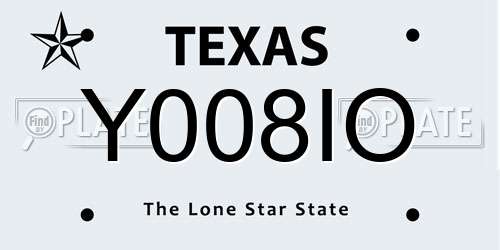 Y008IO Texas License Plate