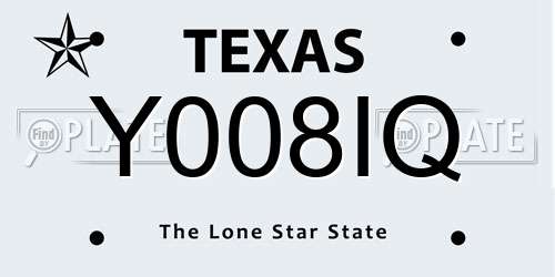 Y008IQ Texas License Plate