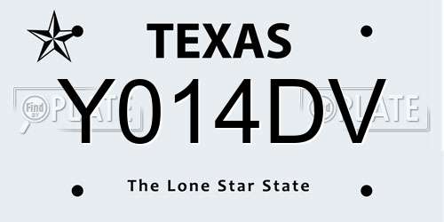 Y014DV Texas License Plate
