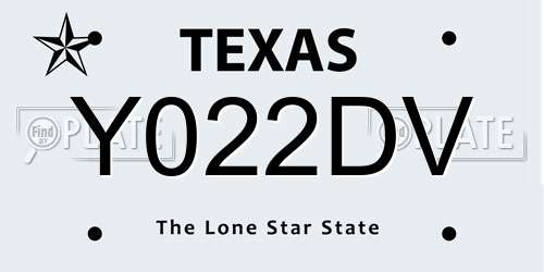 Y022DV Texas License Plate
