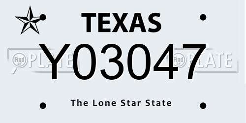 Y03047 Texas License Plate