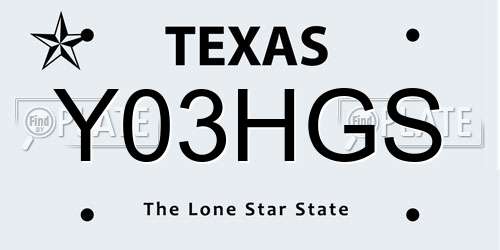 Y03HGS Texas License Plate