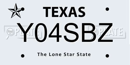 Y04SBZ Texas License Plate