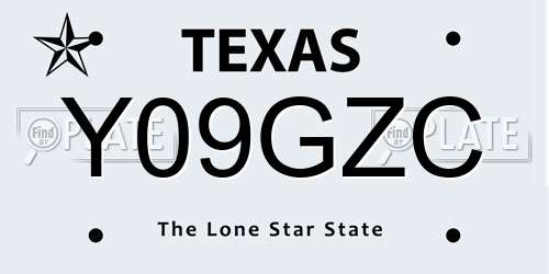 Y09GZC Texas License Plate