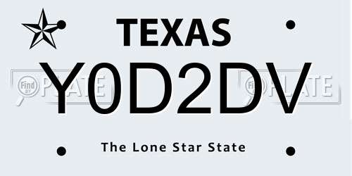Y0D2DV Texas License Plate