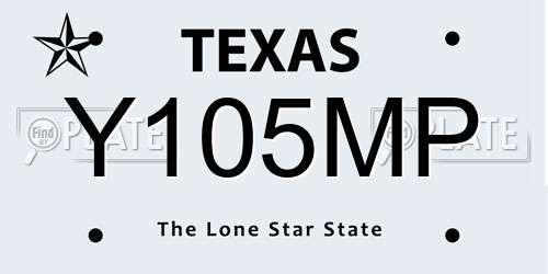 Y105MP Texas License Plate