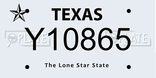Y10865 Texas License Plate