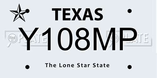 Y108MP Texas License Plate