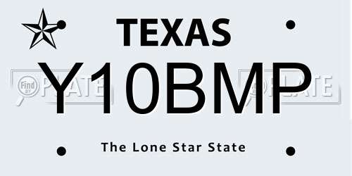 Y10BMP Texas License Plate
