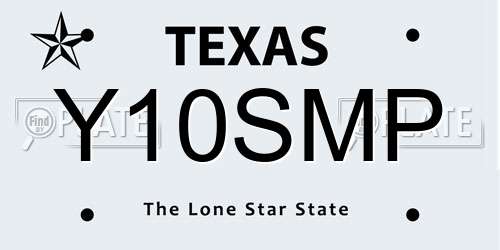 Y10SMP Texas License Plate