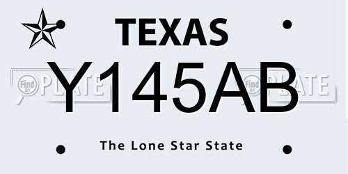 Y145AB Texas License Plate