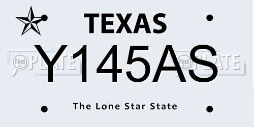 Y145AS Texas License Plate