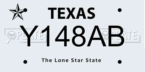 Y148AB Texas License Plate