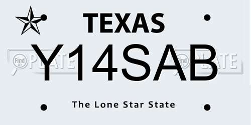 Y14SAB Texas License Plate