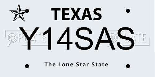 Y14SAS Texas License Plate