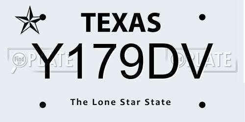 Y179DV Texas License Plate