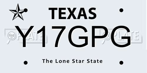Y17GPG Texas License Plate