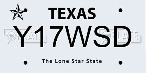 Y17WSD Texas License Plate