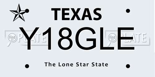 Y18GLE Texas License Plate
