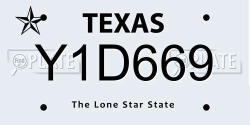 Y1D669 Texas License Plate