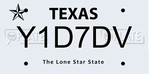Y1D7DV Texas License Plate