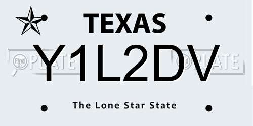 Y1L2DV Texas License Plate