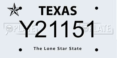 Y21151 Texas License Plate