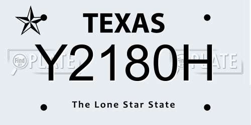 Y2180H Texas License Plate
