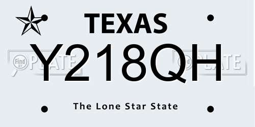 Y218QH Texas License Plate
