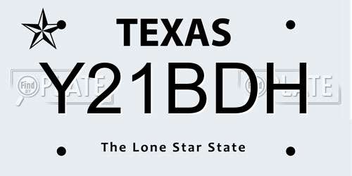 Y21BDH Texas License Plate